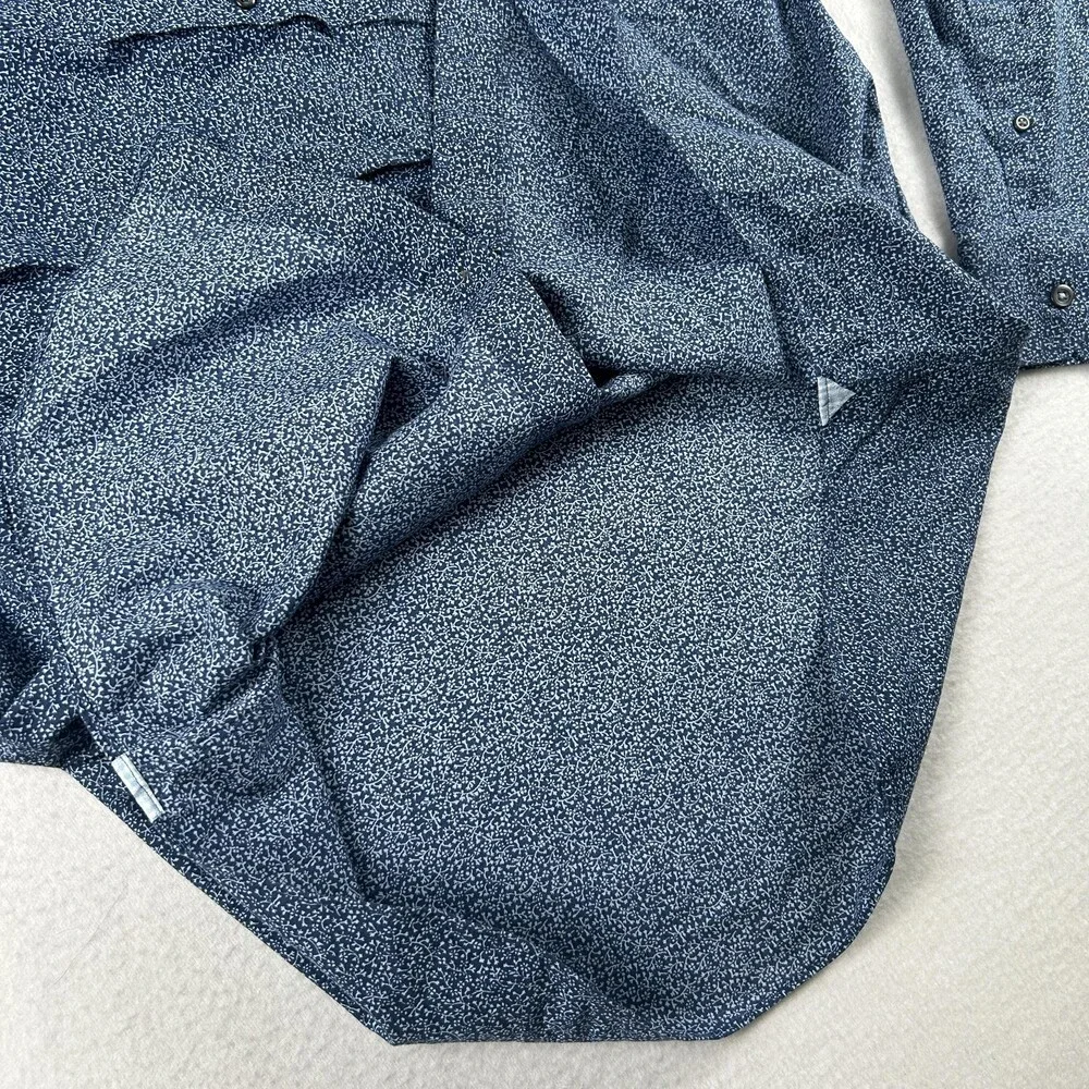 Banana Republic Dress Shirt Mens 16-16.5 L Blue Floral Slim Non Iron Stretch